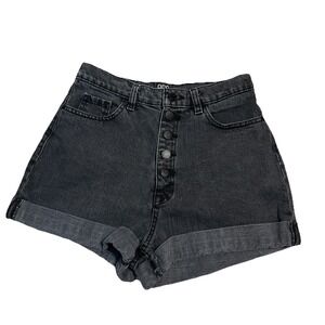 BDG‎ Urban Outfitters Mom High Rise Denim Shorts Size 28 Black Grunge Distressed